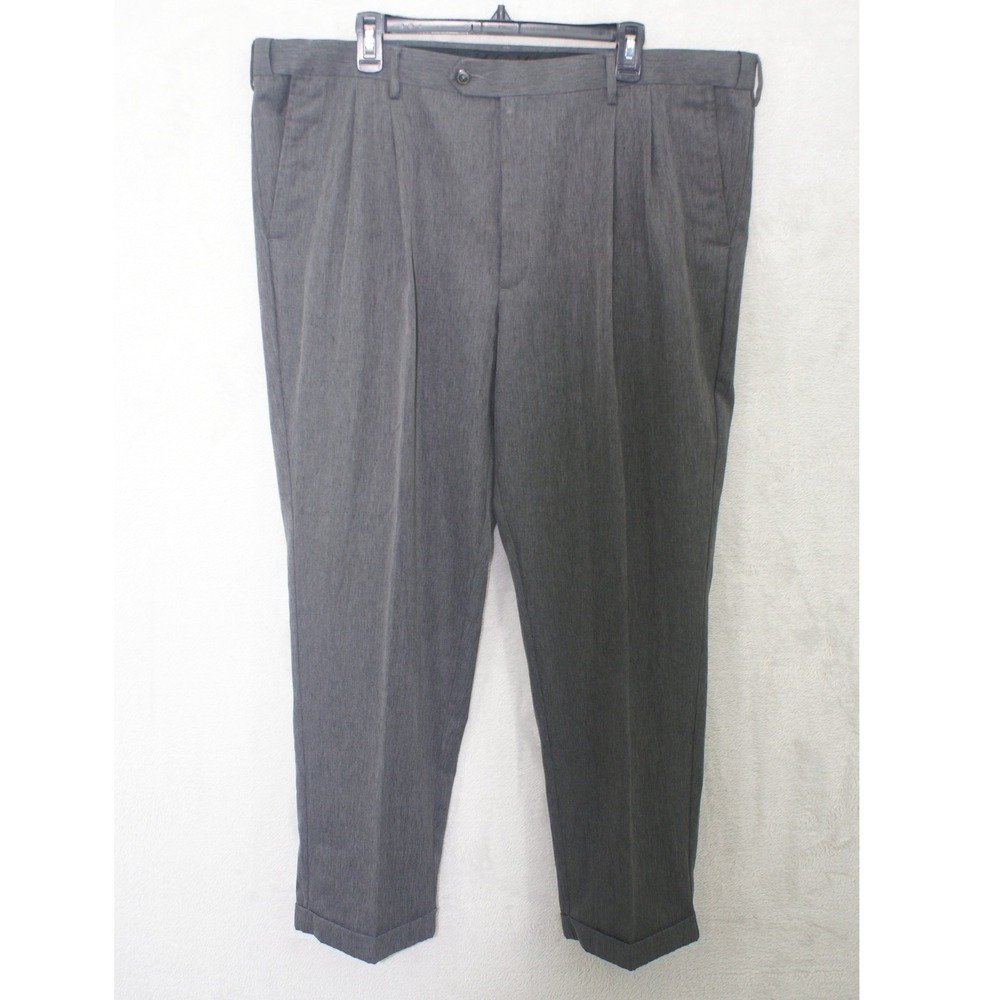 Perry Ellis Portfolio Mens 42x30 Gray Pleated Cuffed Dress Pants 5CSBPP01